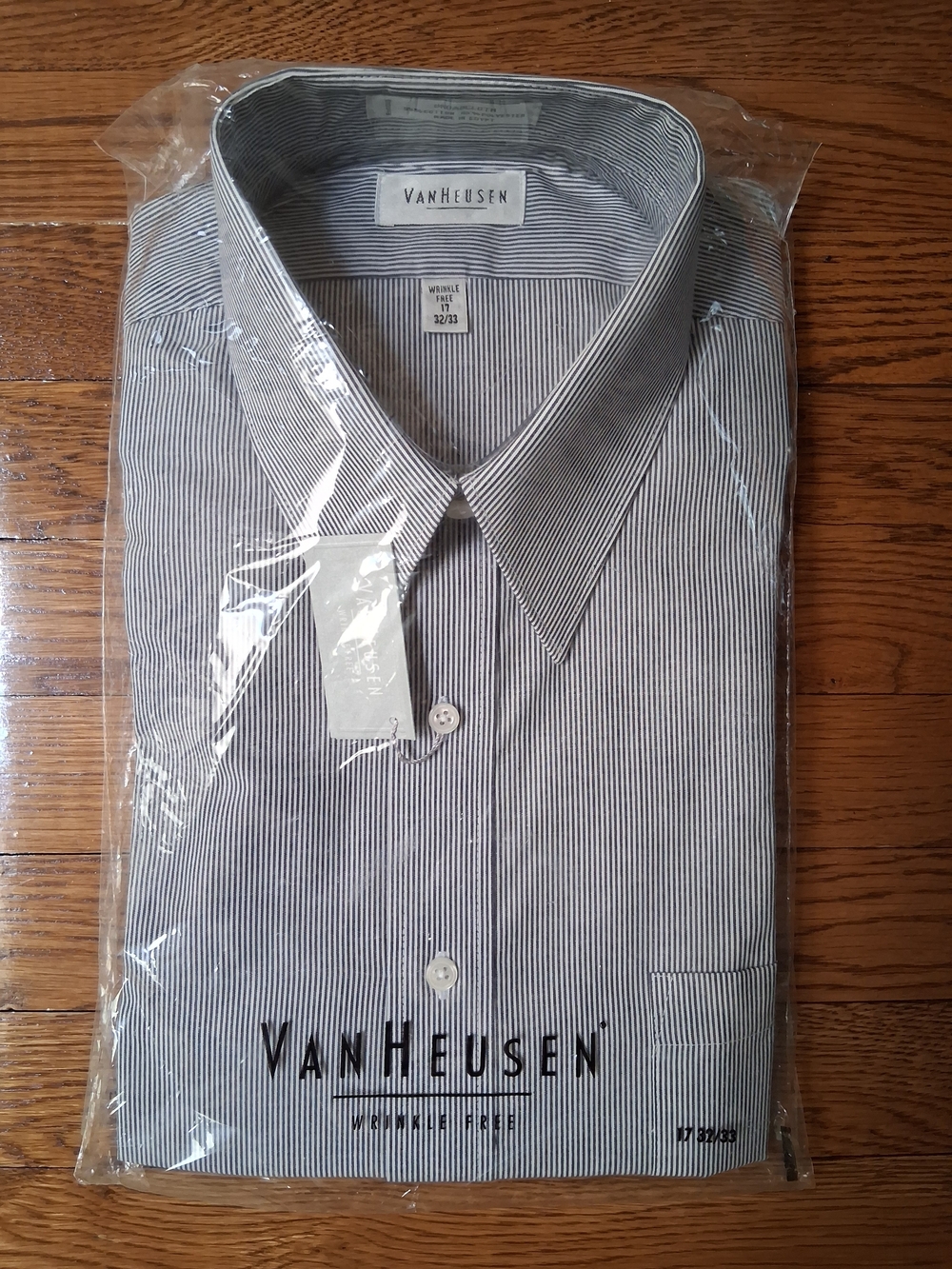 Van Heusen Men's Blue and White Pinstripe Dress Shirt